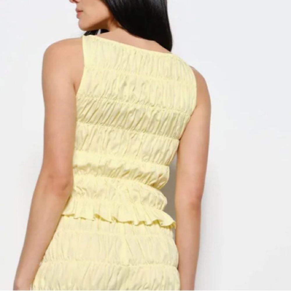 Cider Pale Yellow Smocked Ruffle Tank Top - Picture 3 of 7